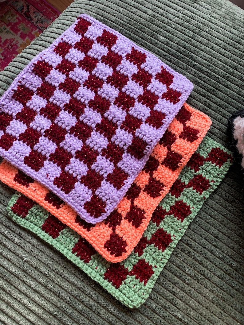 Checkered Crochet Blanket Pattern
