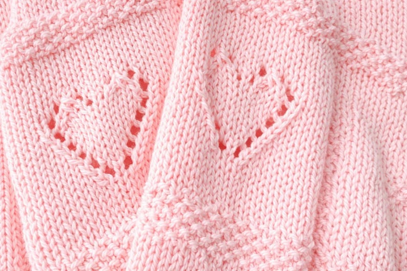 Baby Lace Heart Motif Afghan Knitting Pattern