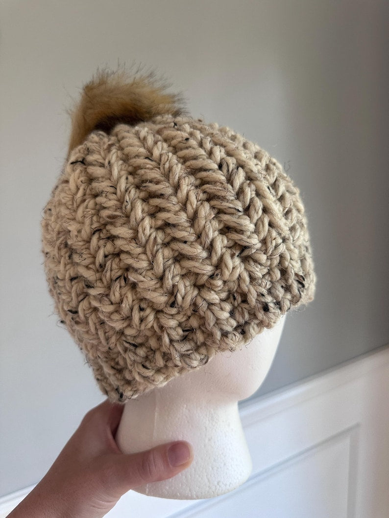Chunky Herringbone Beanie Crochet Pattern