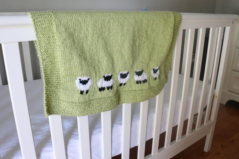 Lamb Motif Baby Blanket PDF Pattern