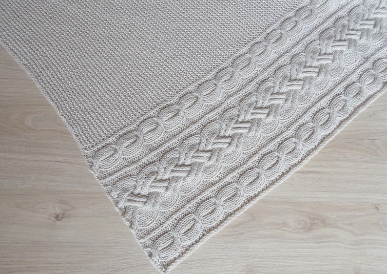 Becca asymmetrical cables shawl knitting pattern