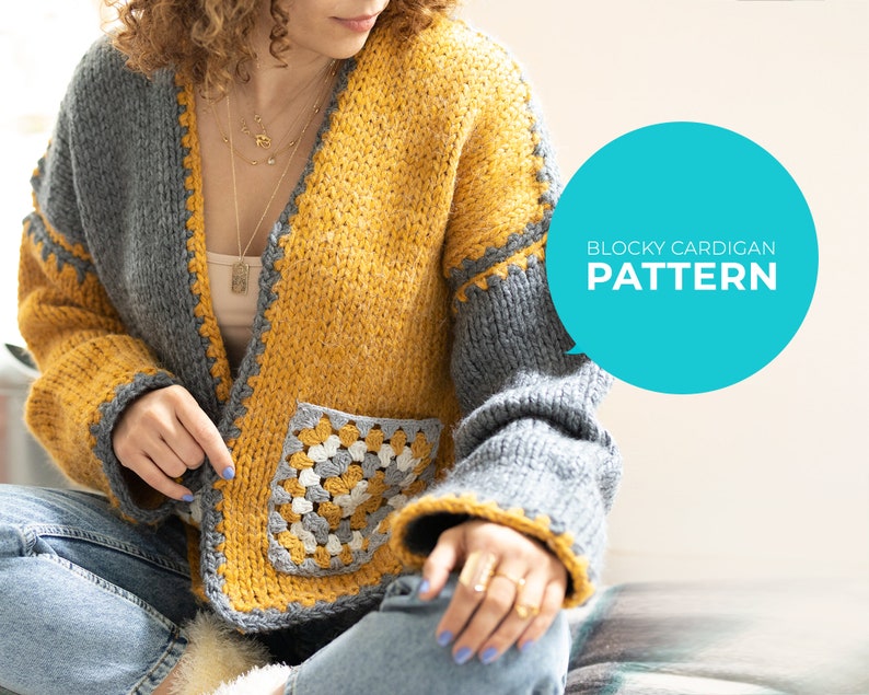Two-Tone Block Cardigan Knitting Pattern