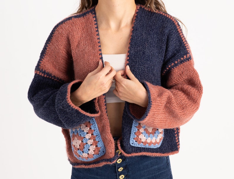 Two-Tone Block Cardigan Knitting Pattern