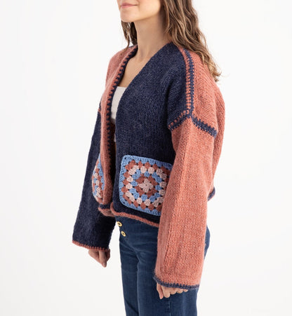Two-Tone Block Cardigan Knitting Pattern