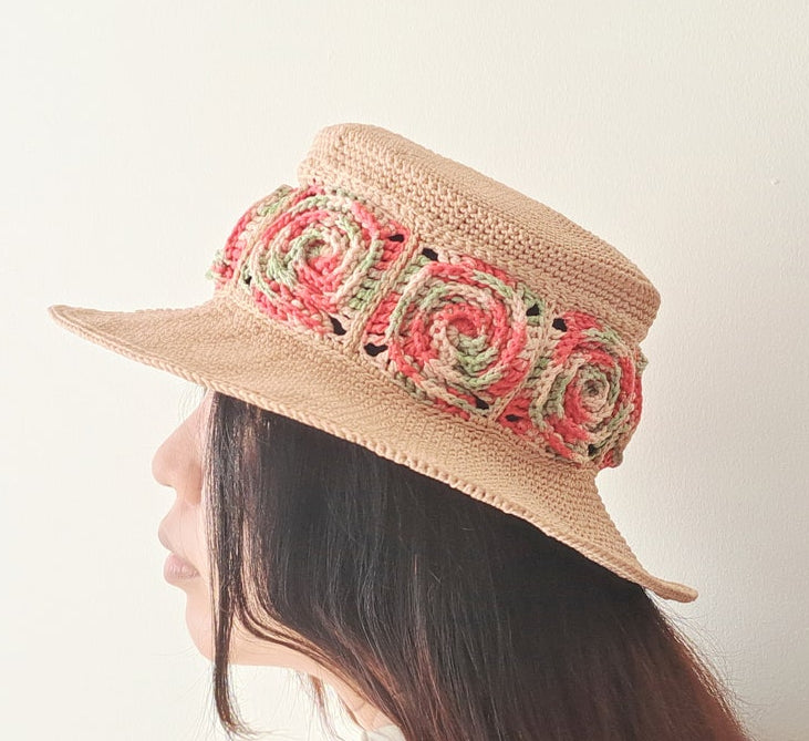 Granny Square Crochet Bucket Hat Pattern