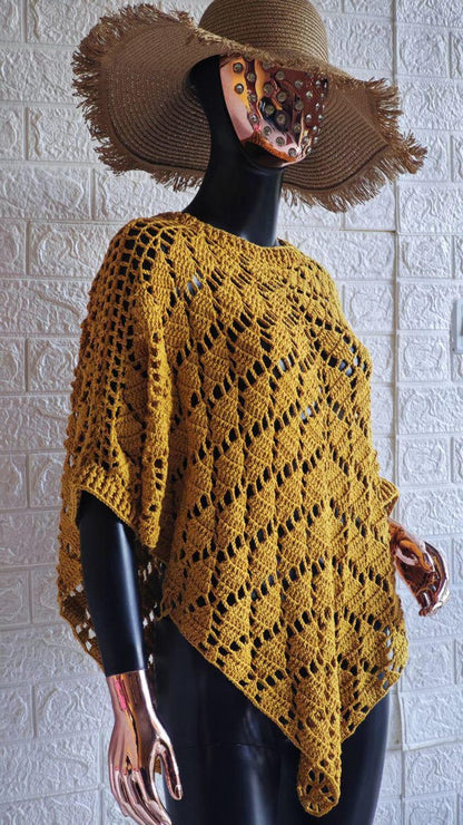 Falling Leaves Crochet Poncho Pattern