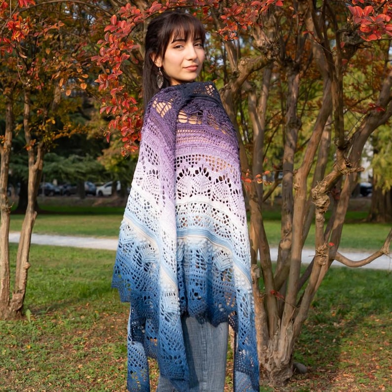 Frozen Iris Shawl Crochet Pattern