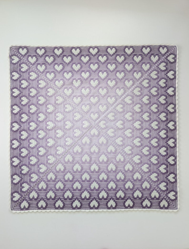 Crochet pattern Hearts Go Round blanket