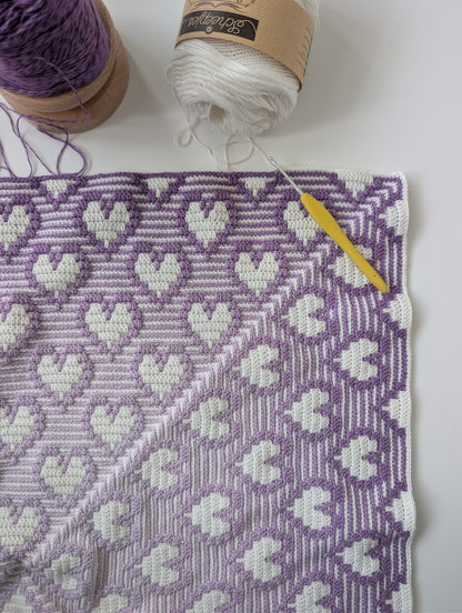 Crochet pattern Hearts Go Round blanket