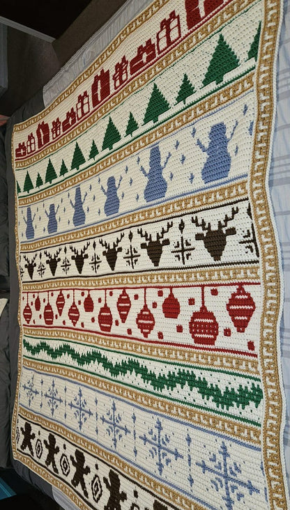 Holiday Time Overlay Mosaic Crochet Blanket