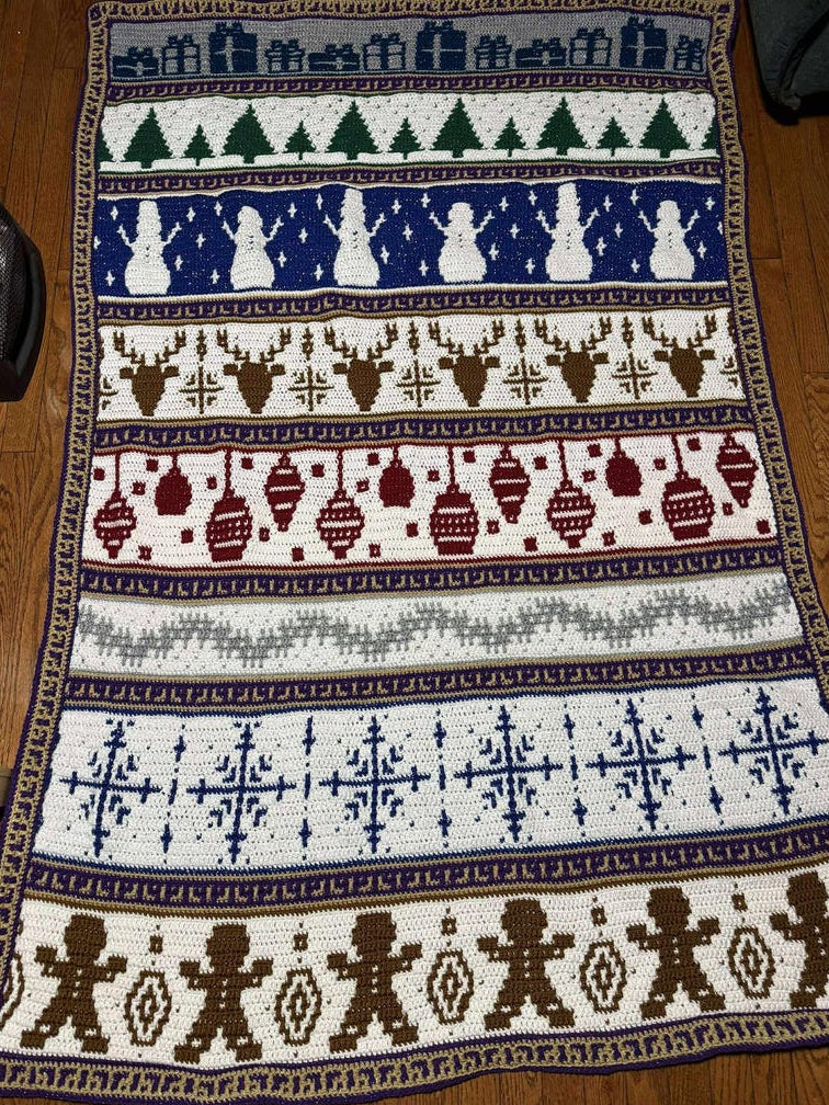 Holiday Time Overlay Mosaic Crochet Blanket