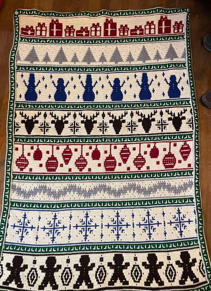 Holiday Time Overlay Mosaic Crochet Blanket
