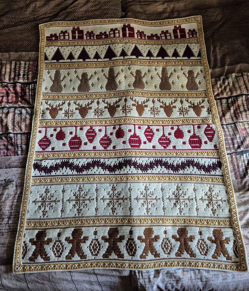 Holiday Time Overlay Mosaic Crochet Blanket