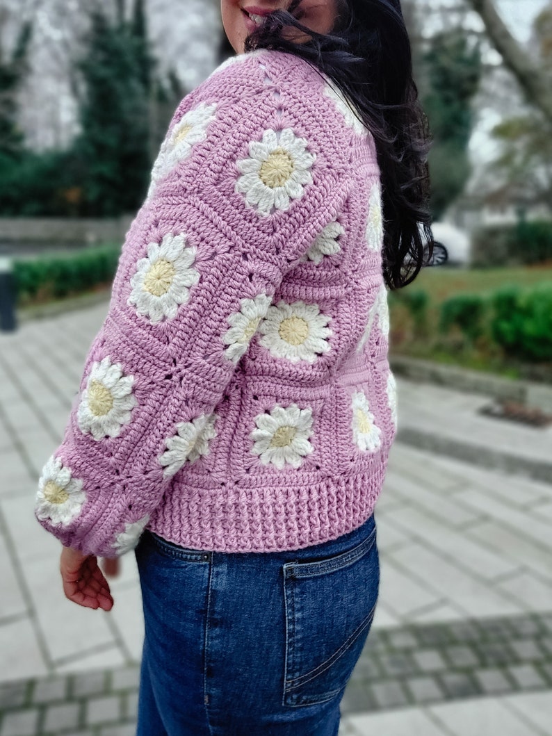 Daisy Granny Square Crochet Cardigan Pattern
