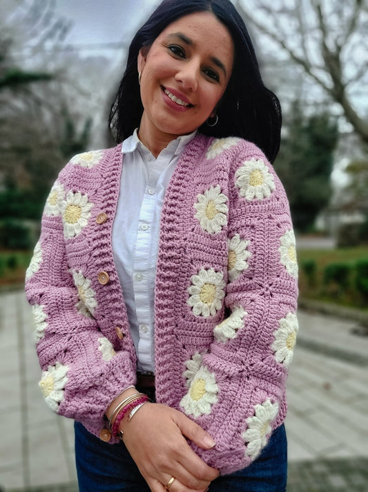 Daisy Granny Square Crochet Cardigan Pattern