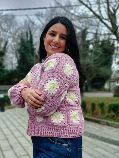 Daisy Granny Square Crochet Cardigan Pattern