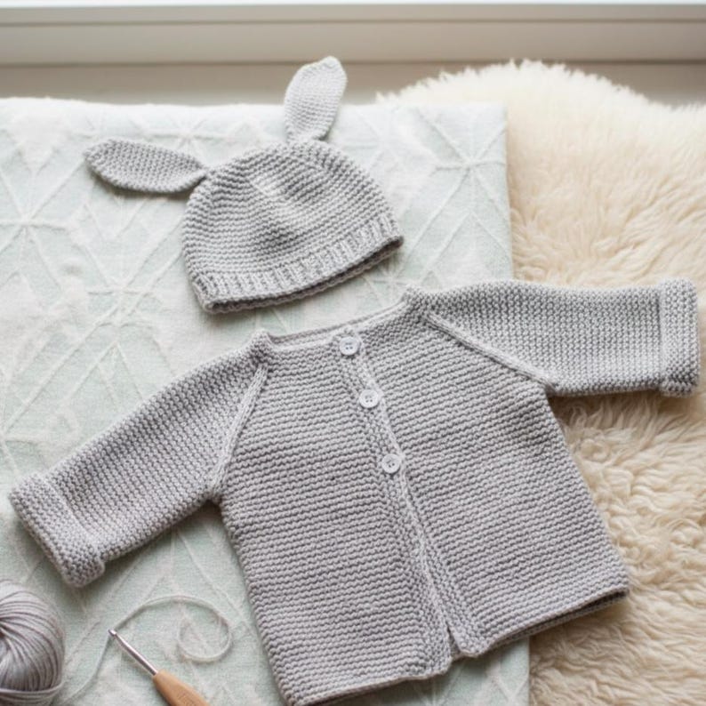 Easter Baby Bunny Knitting Pattern Cardigan & Hat