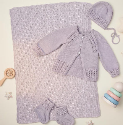 Baby Cardigan Hat Blanket & Booties Set Pattern