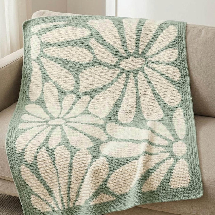 Groovy Flower Crochet Spring Blanket Pattern