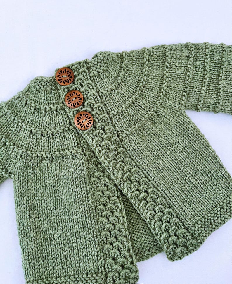 IN THE ROUND sleeves Baby Cardigan Knitting Pattern