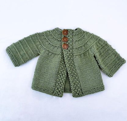 IN THE ROUND sleeves Baby Cardigan Knitting Pattern