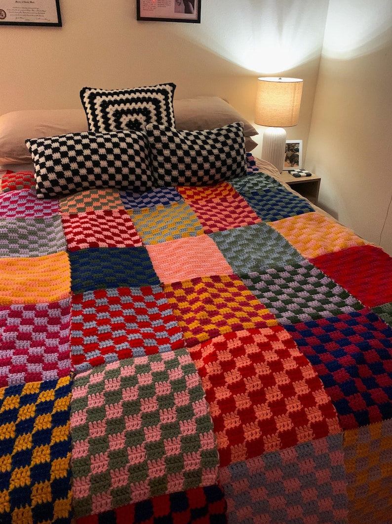 Checkered Crochet Blanket Pattern