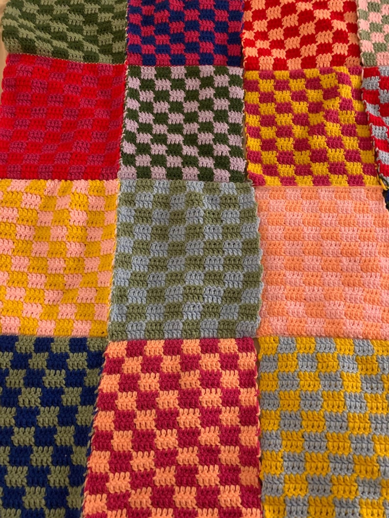 Checkered Crochet Blanket Pattern