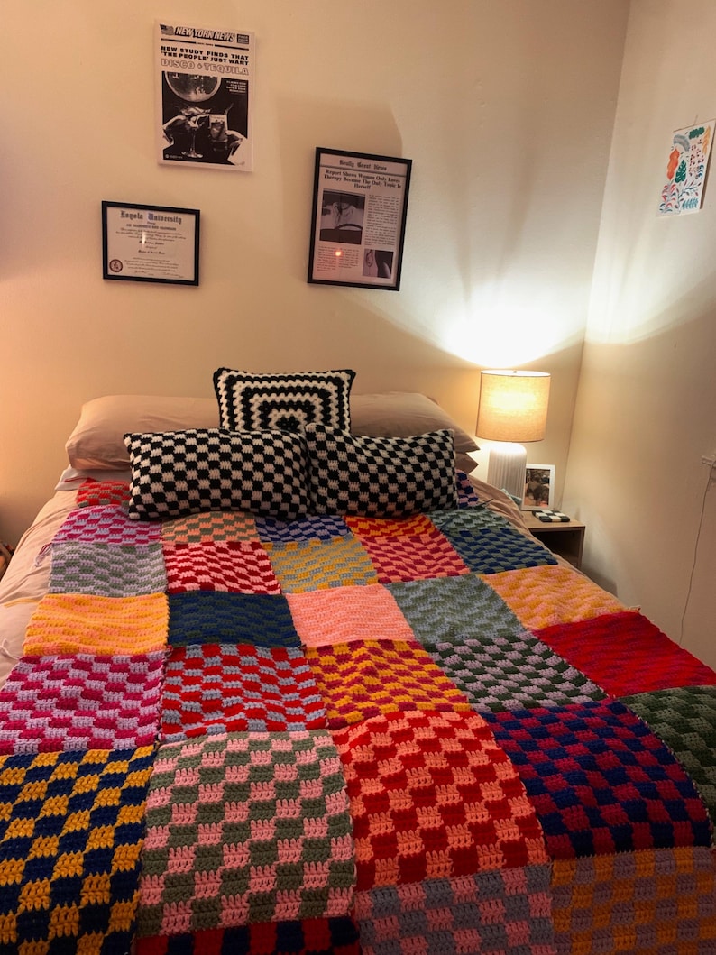 Checkered Crochet Blanket Pattern
