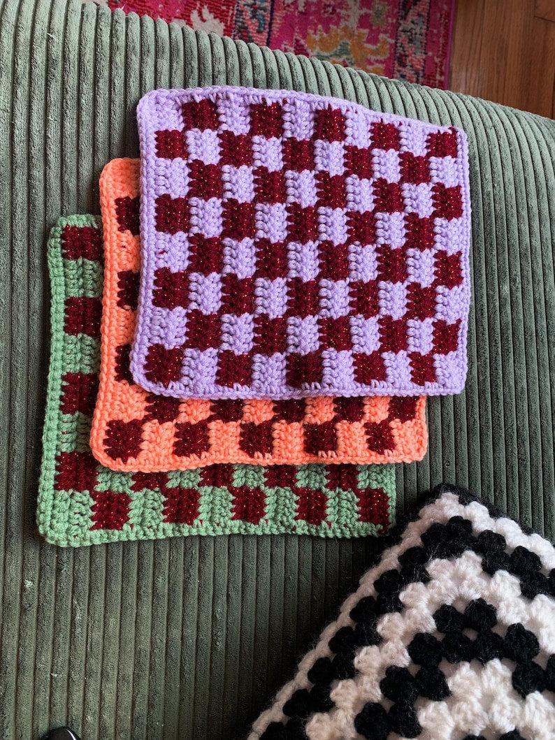 Checkered Crochet Blanket Pattern