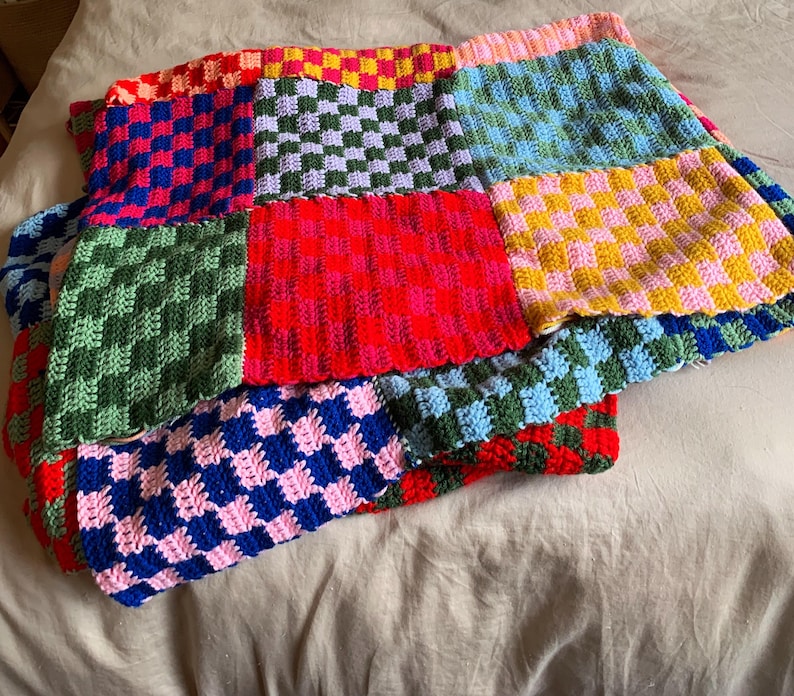 Checkered Crochet Blanket Pattern