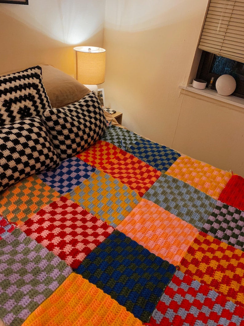 Checkered Crochet Blanket Pattern