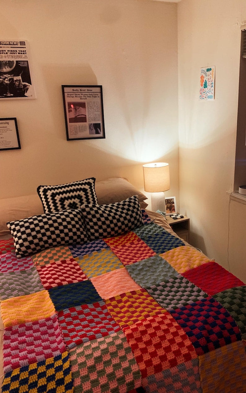 Checkered Crochet Blanket Pattern