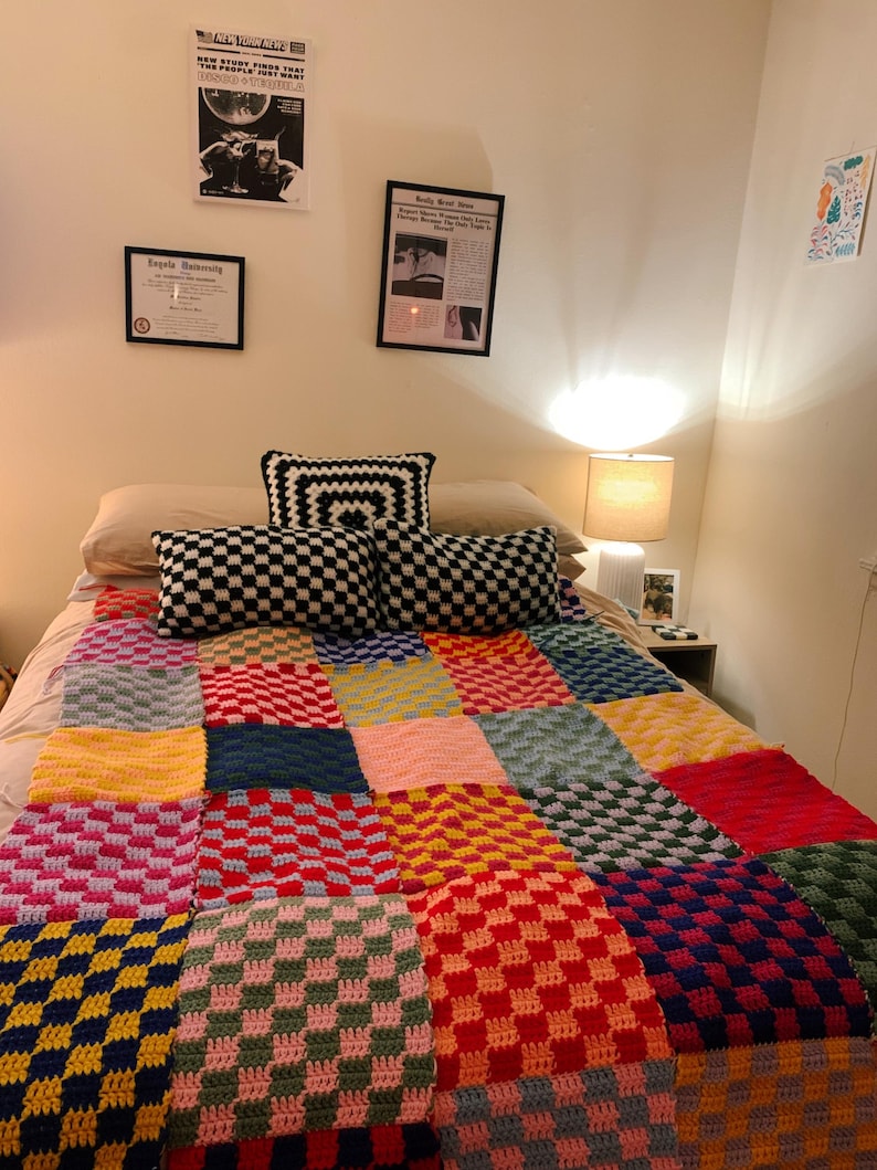 Checkered Crochet Blanket Pattern