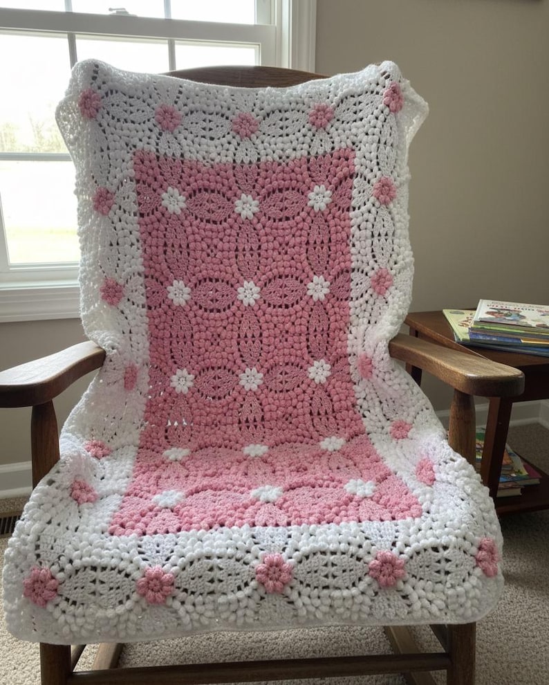 crochet flowers blanket blue and white afghan pattern