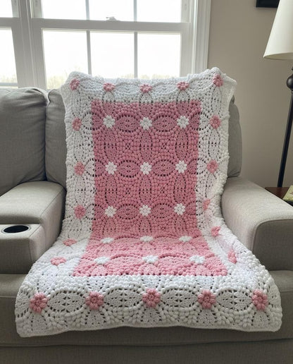 crochet flowers blanket blue and white afghan pattern