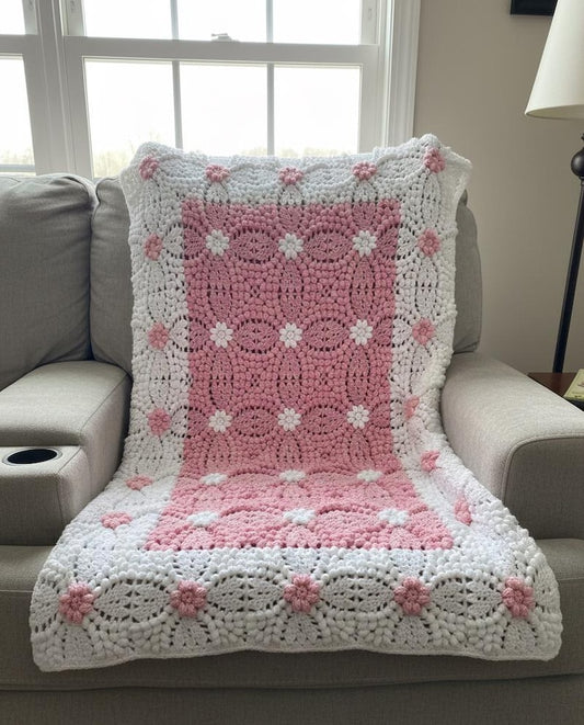 crochet flowers blanket blue and white afghan pattern