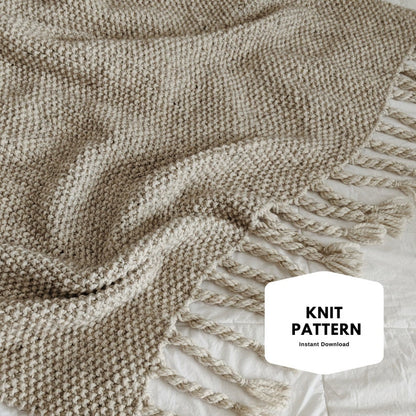 Chunky Blanket with Fringe Knitting Pattern