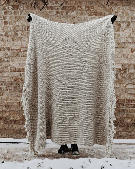 Chunky Blanket with Fringe Knitting Pattern