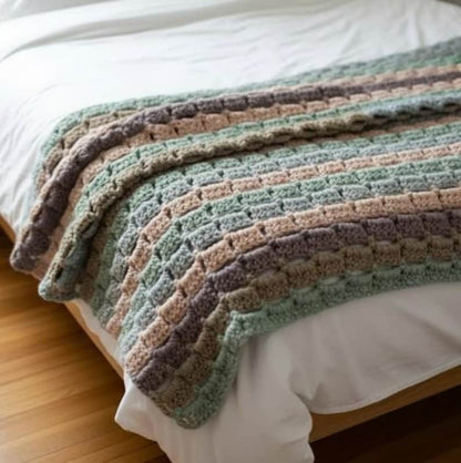 Super Chunky Striped Crochet Blanket Pattern