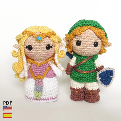 Zelda and Link amigurumi dolls crochet pattern