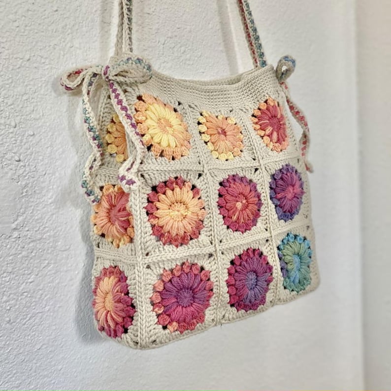 Sunburst Granny Boho Tote Bag Crochet Pattern