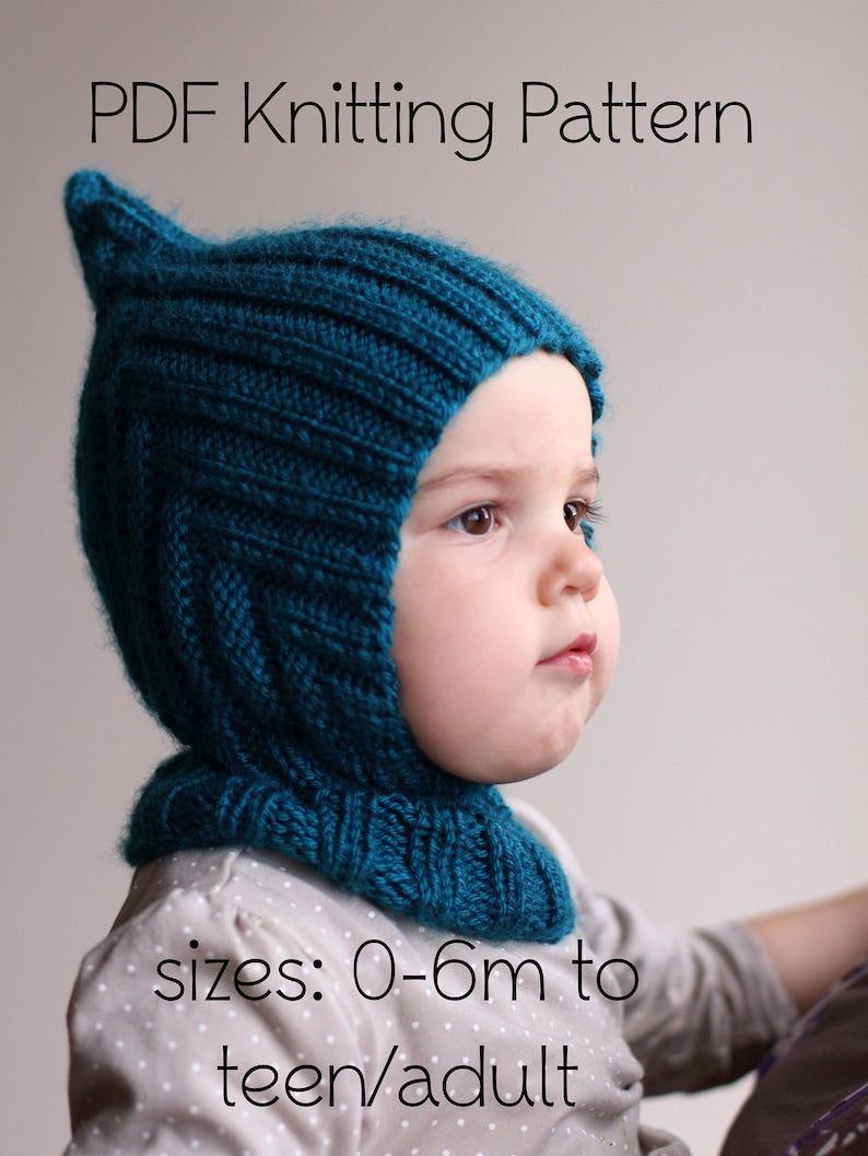Pixie elf hat hooded scarf knitting pattern