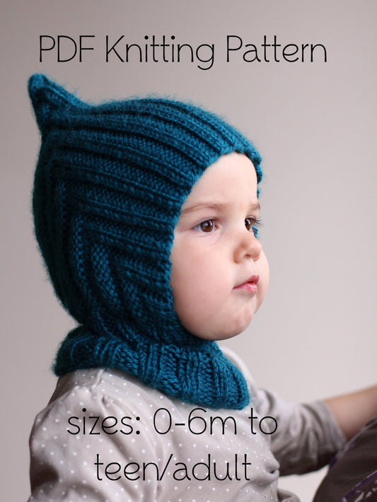 Pixie elf hat hooded scarf knitting pattern