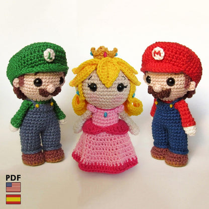 Princess Peach, Mario and Luigi amigurumi doll crochet patterns