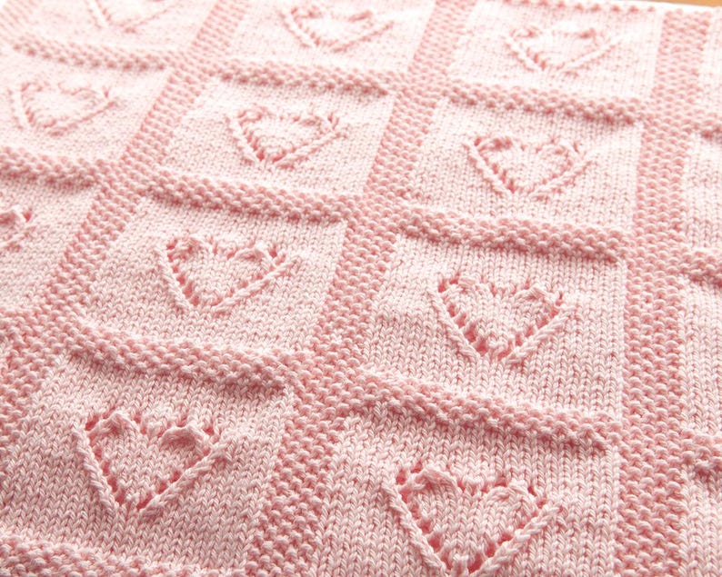 Baby Lace Heart Motif Afghan Knitting Pattern