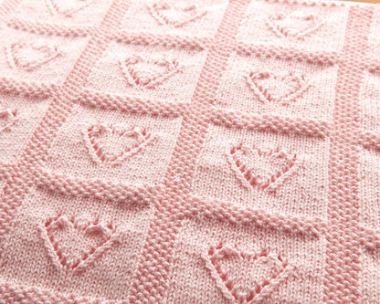 Baby Lace Heart Motif Afghan Knitting Pattern