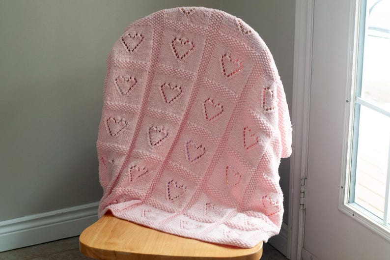 Baby Lace Heart Motif Afghan Knitting Pattern