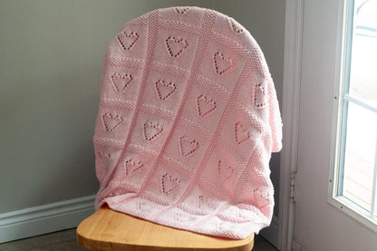 Baby Lace Heart Motif Afghan Knitting Pattern