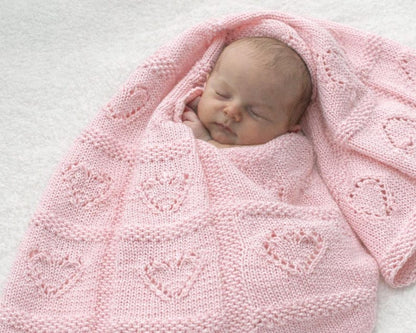Baby Lace Heart Motif Afghan Knitting Pattern
