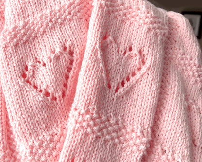 Baby Lace Heart Motif Afghan Knitting Pattern